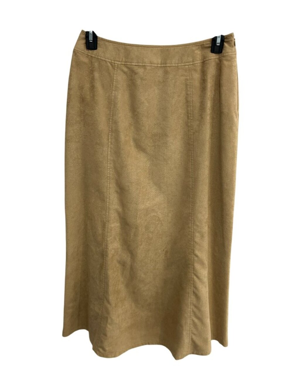 Liz Claiborne 10 Faux Suede Beige Fulky Lined Midi Skirt Minimalist Boho